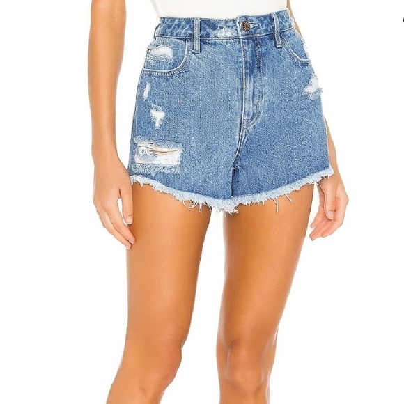 NWT Show Me Your Mumu Arizona High Waisted Cut Off Shorts Out of the Blue Sz 24 - Picture 2 of 12